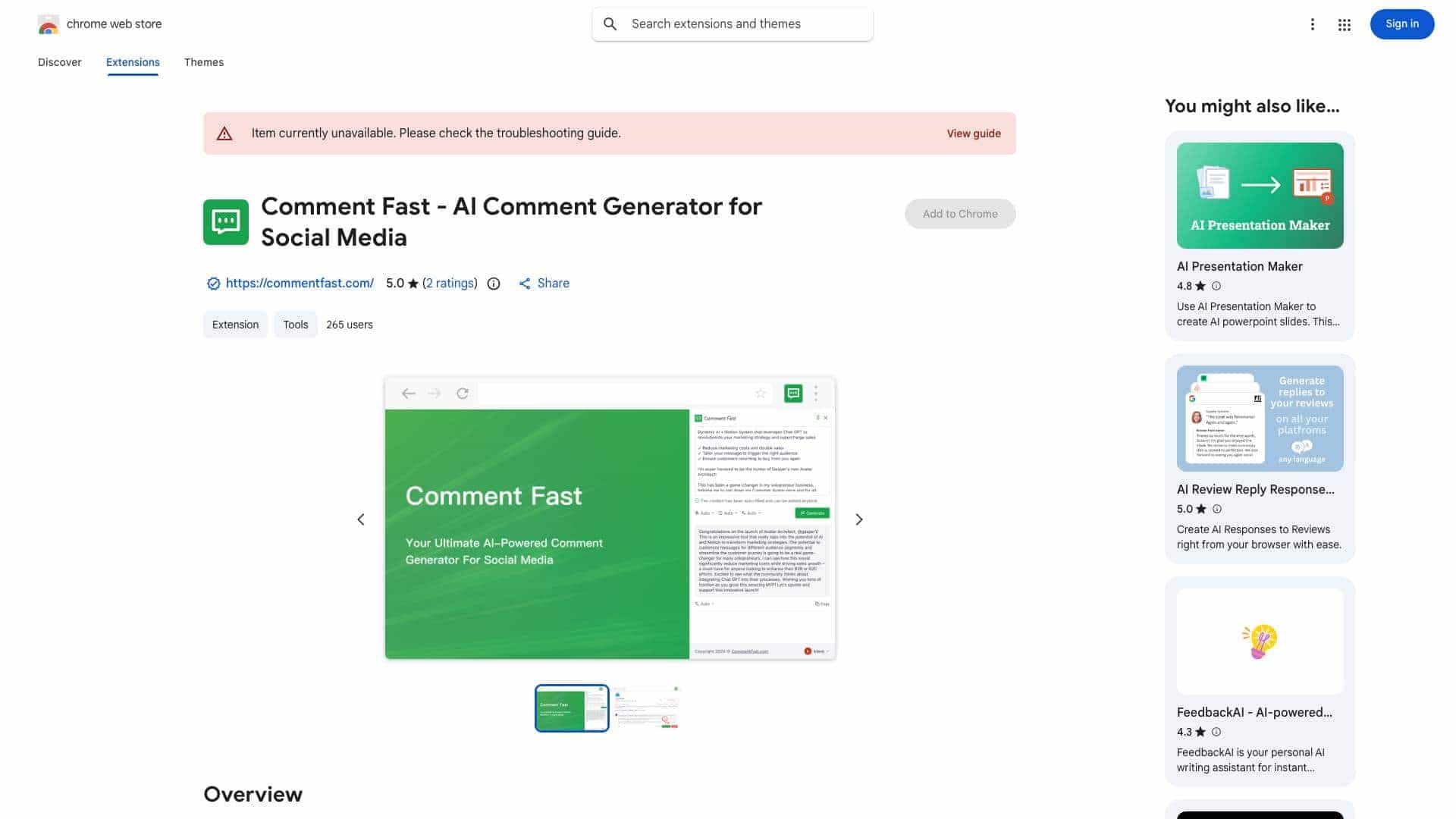 Comment Fast cover