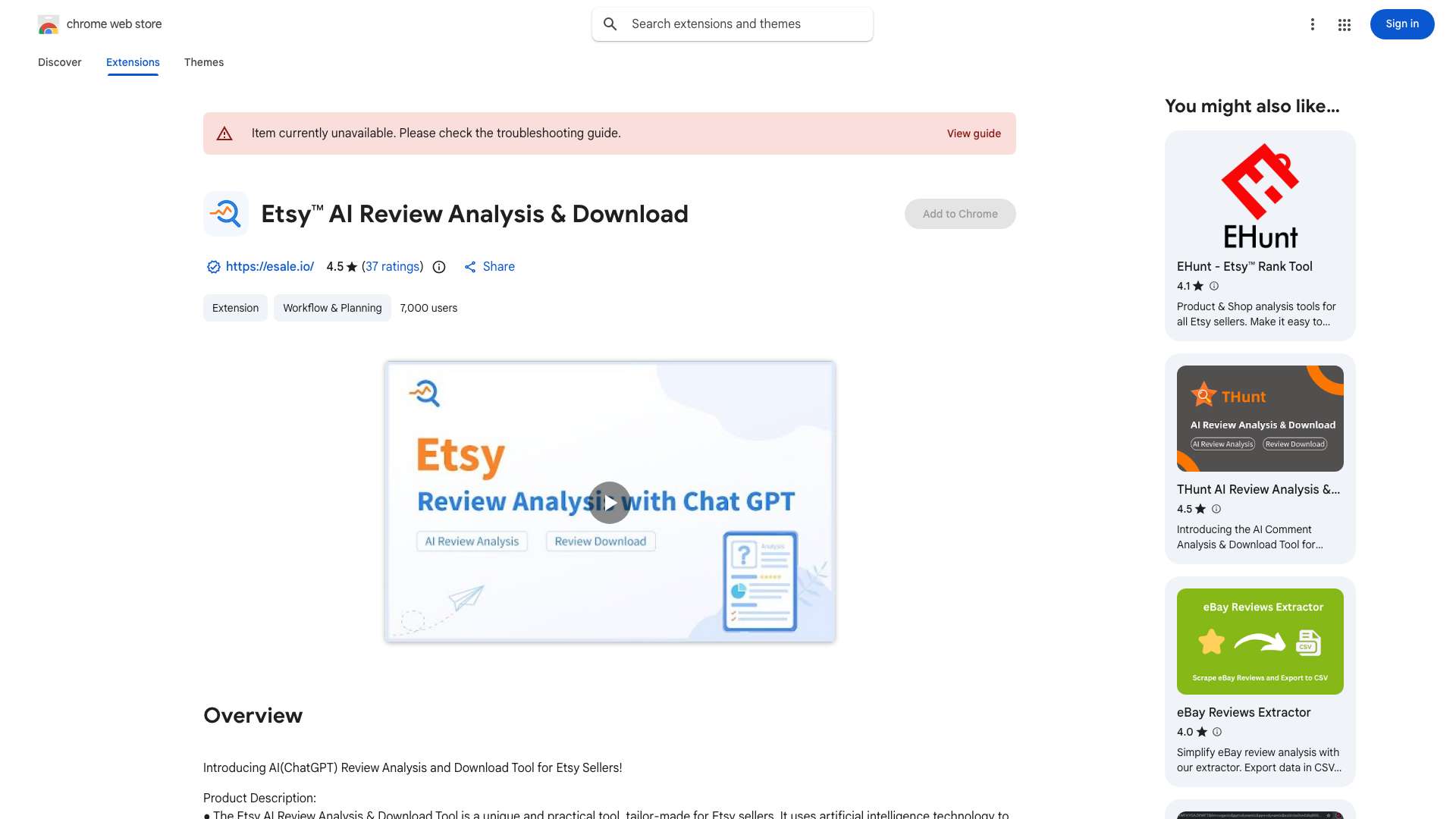 Etsy AI Review Analysis & Download Tool cover