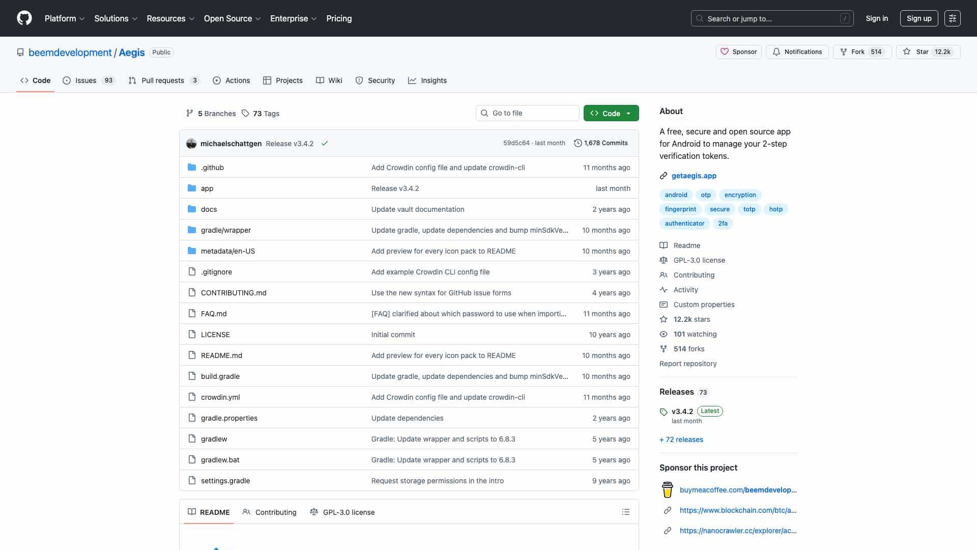 GitHub - beemdevelopment/Aegis: A free, secure and open source app for Android to manage your 2-step verification tokens. cover