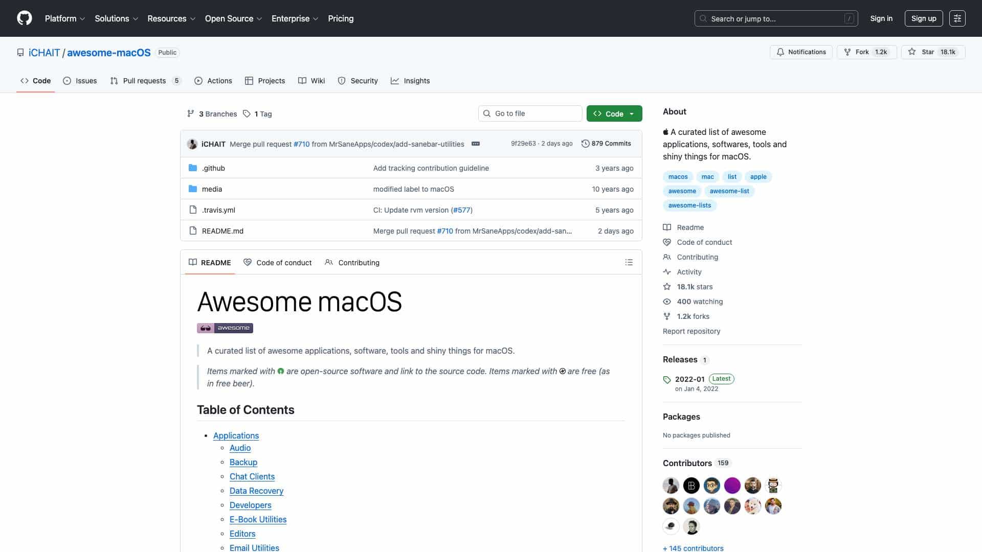GitHub - iCHAIT/awesome-macOS: A curated list of awesome applications, softwares, tools and shiny things for macOS. cover