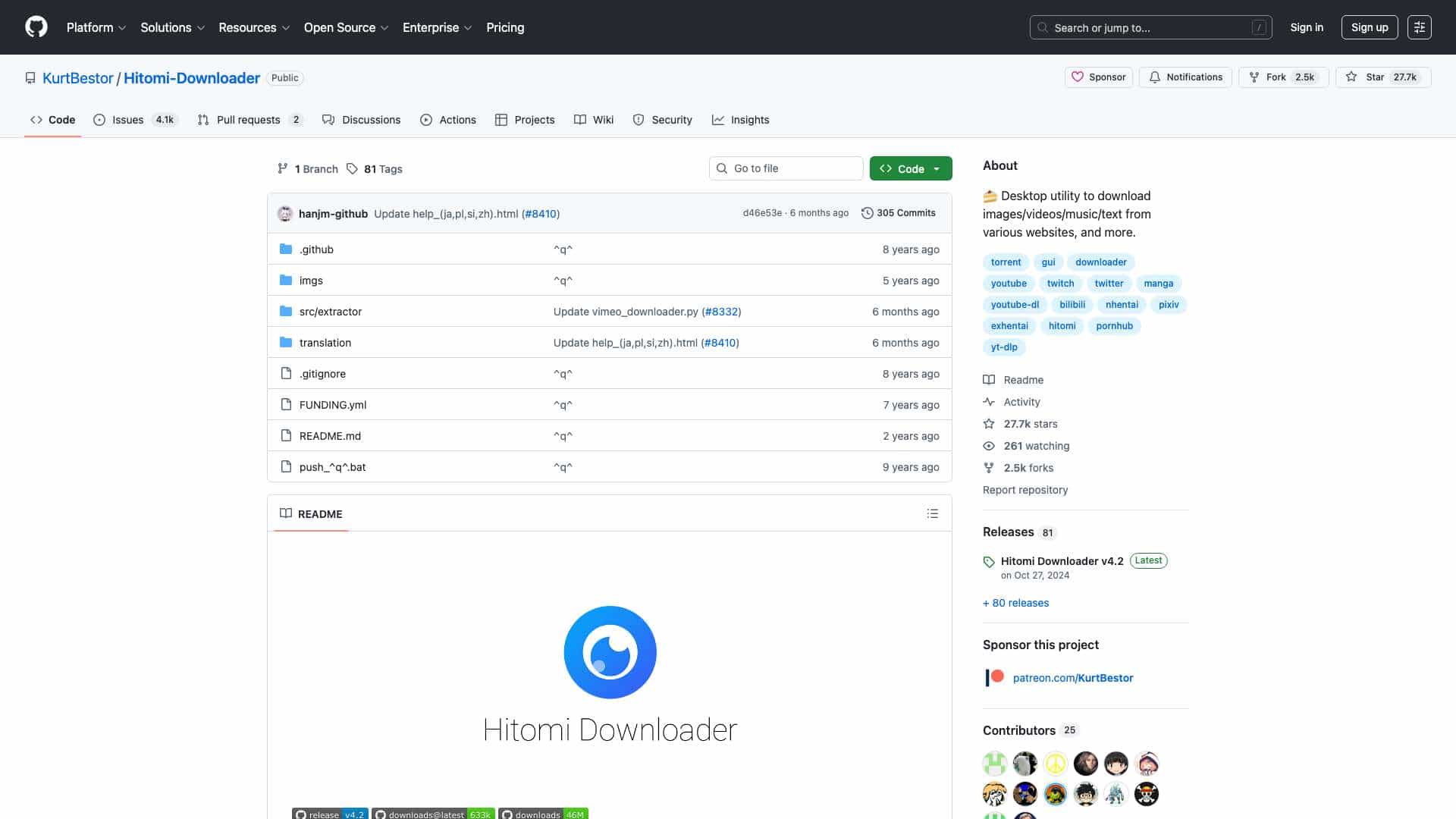 GitHub - KurtBestor/Hitomi-Downloader: Desktop utility to download images/videos/music/text from various websites, and more. cover