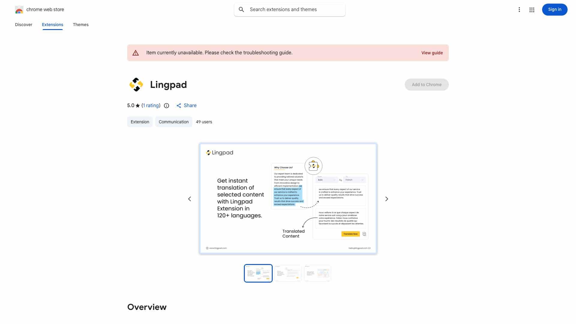 The Lingpad AI - Translate Chrome extension cover